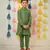 Green block printed kurta set.