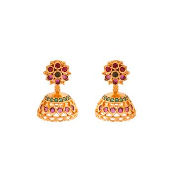Ruby jhumkis MEDIUM size one gram gold 3