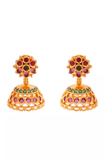 Ruby jhumkis MEDIUM size one gram gold