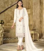 White color embroideried faux georgette semi stitched salwar suit