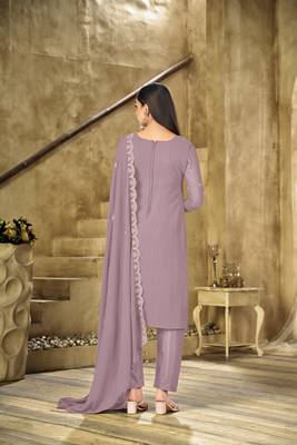 Pink embroidered faux georgette salwar suit 2