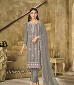 Mehendi  color embroideried faux georgette semi stitched salwar suit