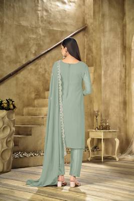 Mint embroidered faux georgette salwar suit 2