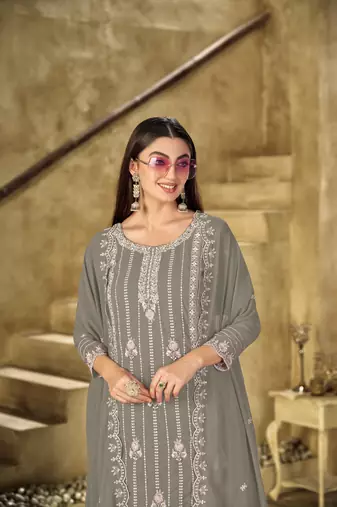 Mehendi  embroidered faux georgette salwar suit