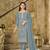 Light teal color embroideried faux georgette semi stitched salwar suit
