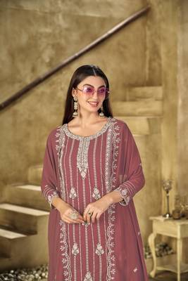 Gajari embroidered faux georgette salwar suit 4