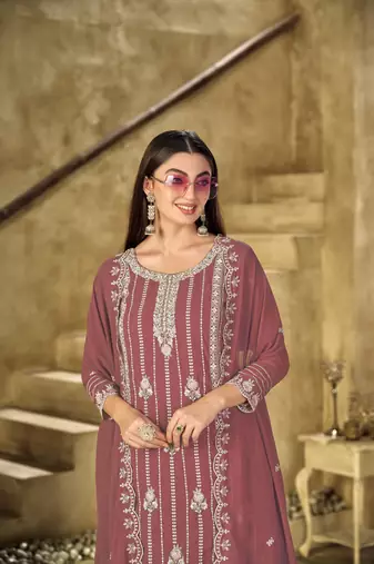 Gajari embroidered faux georgette salwar suit