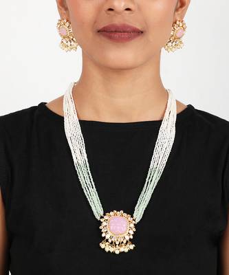 Moissanite polki necklace set 1