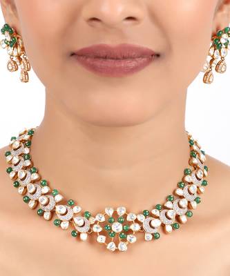 Moissanite polki necklace set 1