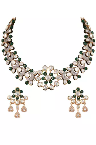 Moissanite polki necklace set