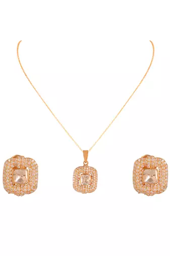 Moissanite polki pendant set