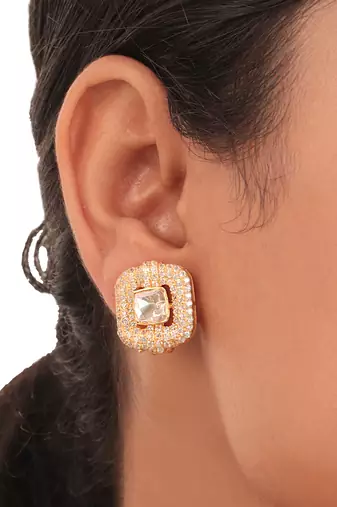 Moissanite polki pendant set