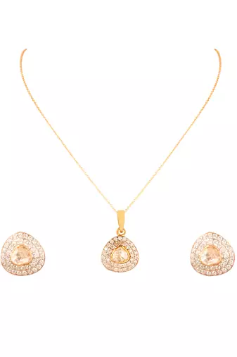 Moissanite polki pendant set