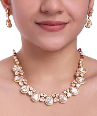Moissanite polki necklace set 1