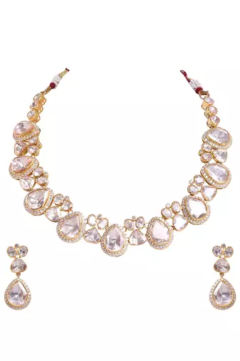Moissanite polki necklace set