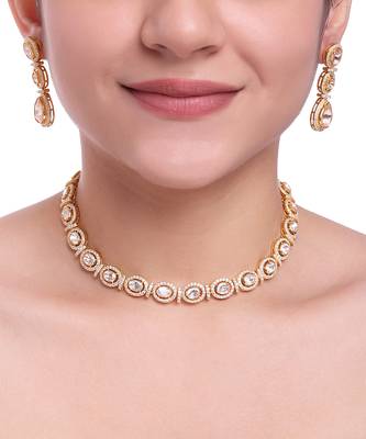 Moissanite polki necklace set 1