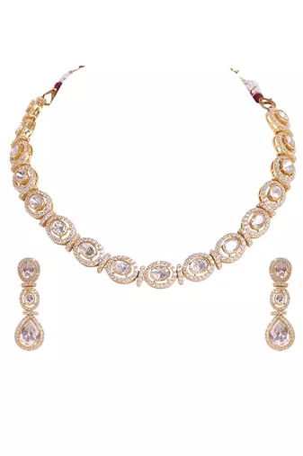 Moissanite polki necklace set