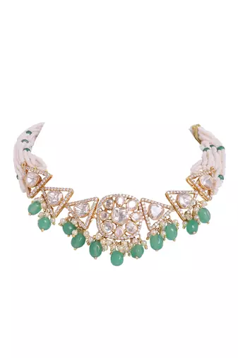 Moissanite polki necklace