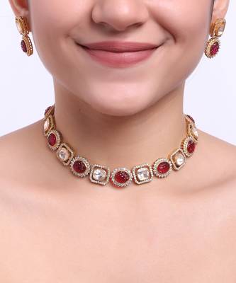 Moissanite polki necklace set 1
