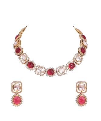 Moissanite polki necklace set 2