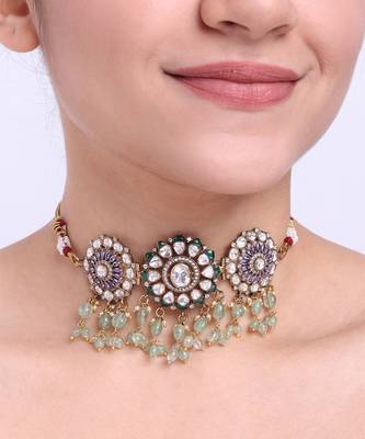 Moissanite polki necklace 1