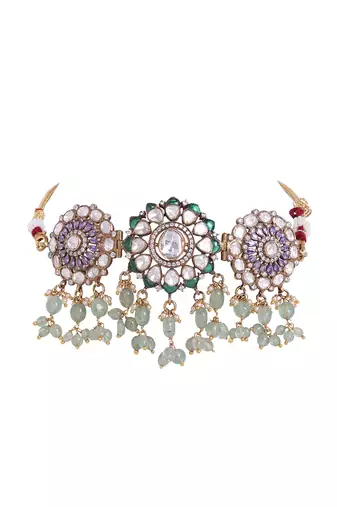 Moissanite polki necklace