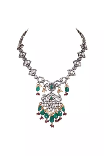 Moissanite polki necklace