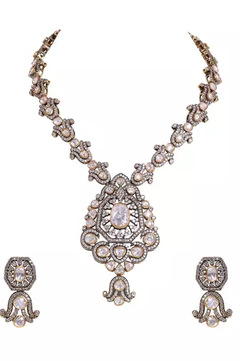Moissanite polki necklace set
