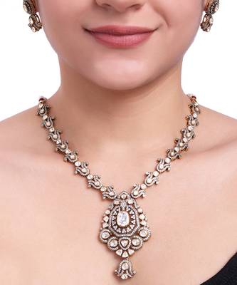 Moissanite polki necklace set 4