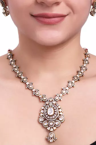 Moissanite polki necklace set