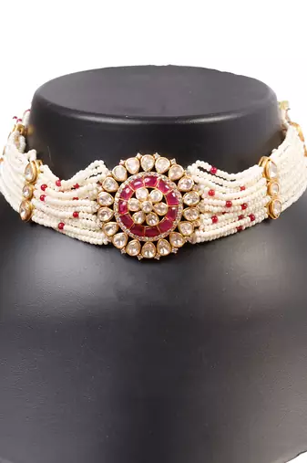 Moissanite polki necklace