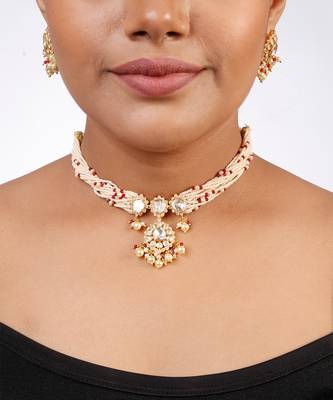 Moissanite polki necklace set 1