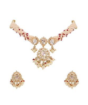 Moissanite polki necklace set 3