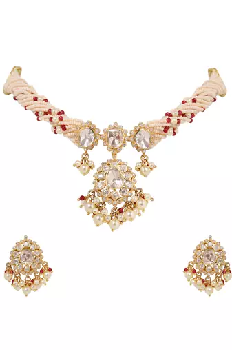 Moissanite polki necklace set