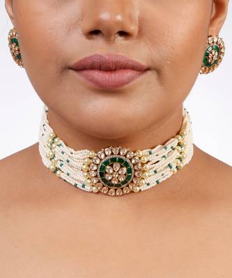 Moissanite polki necklace set 1