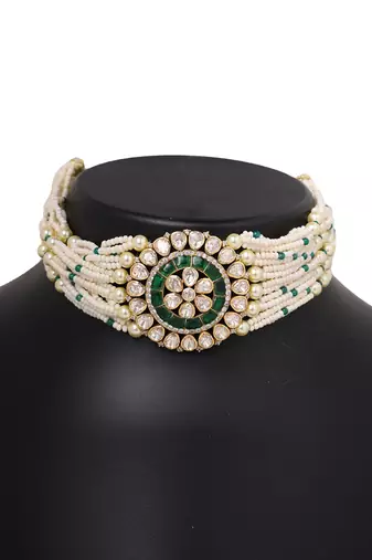 Moissanite polki necklace set