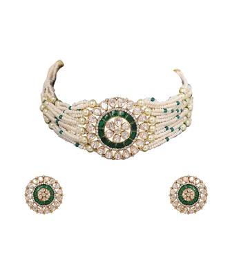 Moissanite polki necklace set 3