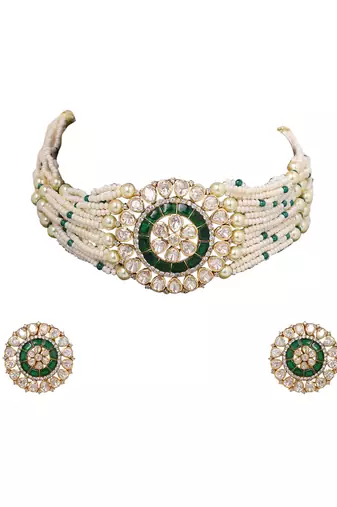 Moissanite polki necklace set