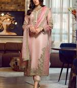 Baby pink georgette embroidery pakistani salwar suit