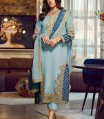 Sky blue georgette embroidery pakistani salwar suit