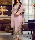 Light pink georgette embroidery pakistani salwar suit