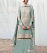 Lime green faux georgette embroidery pakistani salwar suit