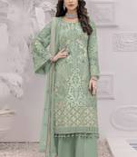 Light green faux georgette embroidery pakistani salwar suit