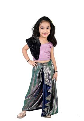 Aglare girls chinon ,beautiful, dhoti set for girls suit,,dhoti set mouve black 1