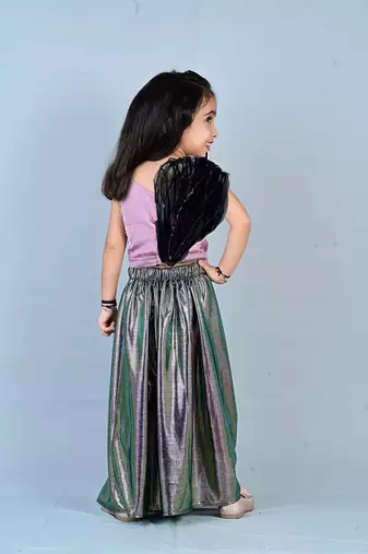 Aglare girls chinon ,beautiful, dhoti set for girls suit,,dhoti set mouve black