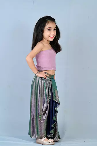 Aglare girls chinon ,beautiful, dhoti set for girls suit,,dhoti set mouve black