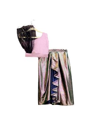 Aglare girls chinon ,beautiful, dhoti set for girls suit,,dhoti set mouve black 4