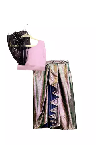 Aglare girls chinon ,beautiful, dhoti set for girls suit,,dhoti set mouve black