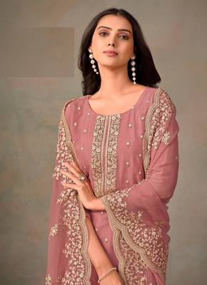 Pink Embroidered Organza Salwar Suit 2