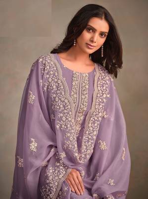 Purple Embroidered Organza Salwar Suit 2